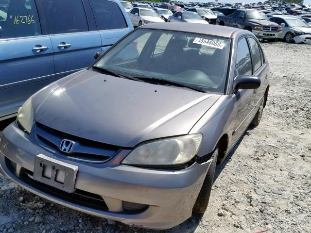 1HGES16305L001678 - 2005 HONDA CIVIC DX V GRAY photo 2