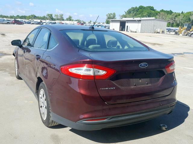 3FA6P0G77DR138462 - 2013 FORD FUSION S MAROON photo 3