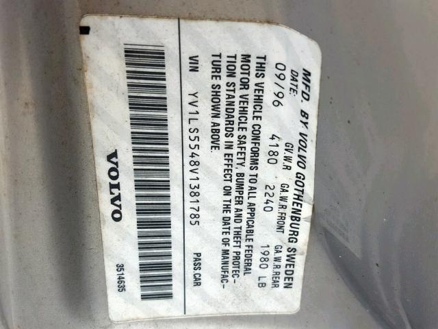 YV1LS5548V1381785 - 1997 VOLVO 850 SILVER photo 10