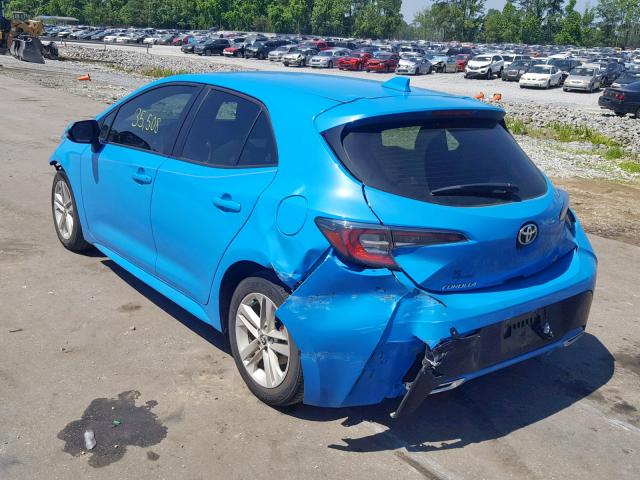 JTNK4RBE5K3002284 - 2019 TOYOTA COROLLA SE BLUE photo 3