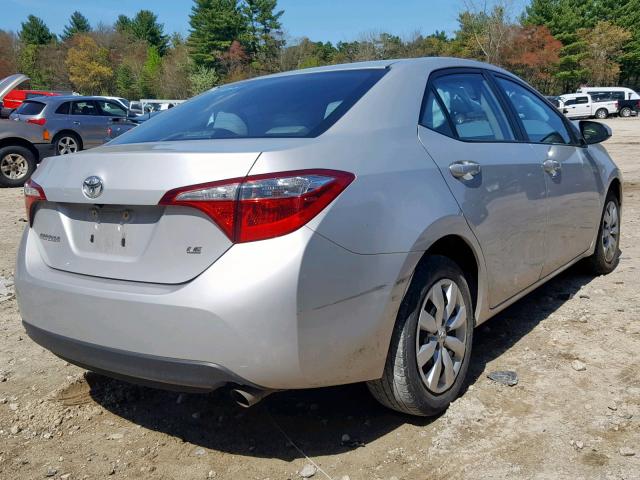 2T1BURHE1GC569411 - 2016 TOYOTA COROLLA L SILVER photo 4