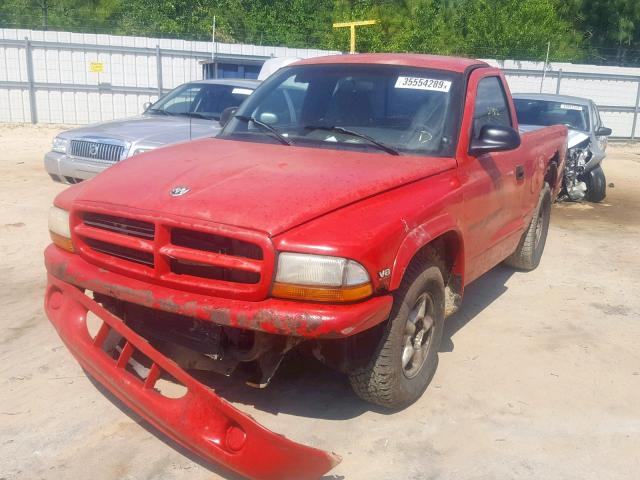 1B7FL26P2VS221242 - 1997 DODGE DAKOTA RED photo 2