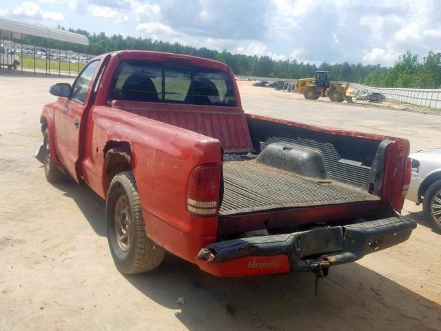 1B7FL26P2VS221242 - 1997 DODGE DAKOTA RED photo 3