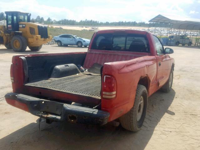 1B7FL26P2VS221242 - 1997 DODGE DAKOTA RED photo 4