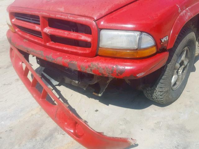 1B7FL26P2VS221242 - 1997 DODGE DAKOTA RED photo 9