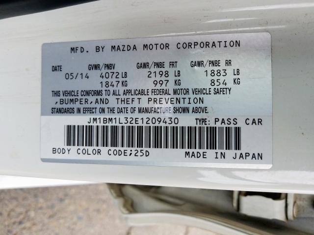 JM1BM1L32E1209430 - 2014 MAZDA 3 TOURING  photo 10