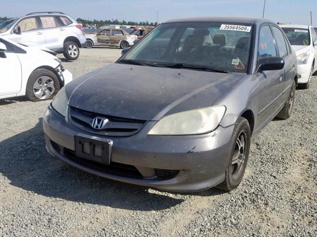 2HGES16345H624234 - 2005 HONDA CIVIC DX V GRAY photo 2