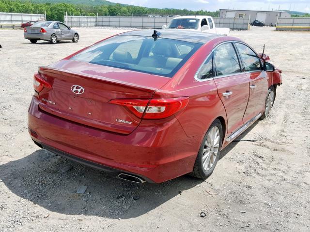 5NPE34AF8FH051944 - 2015 HYUNDAI SONATA SPO RED photo 4