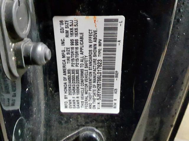 5J6YH28766L017623 - 2006 HONDA ELEMENT EX BLACK photo 10