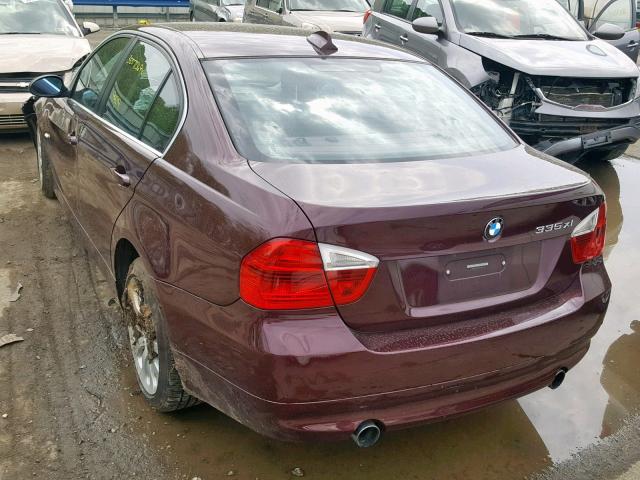 WBAVD53567AV14077 - 2007 BMW 335 XI BURGUNDY photo 3