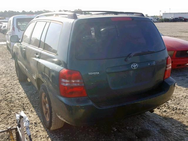 JTEGD21A920034569 - 2002 TOYOTA HIGHLANDER GREEN photo 3