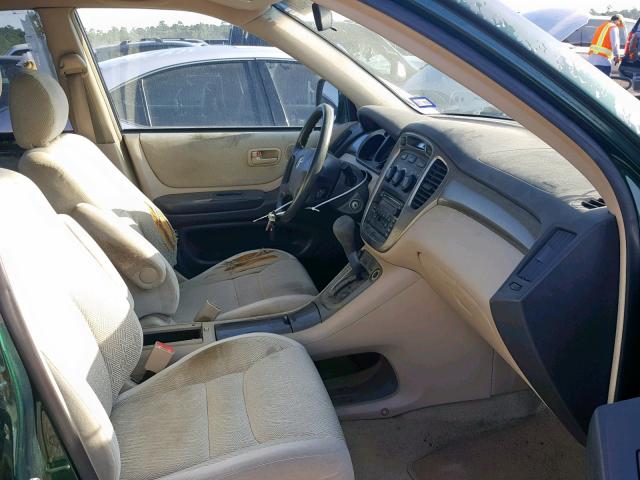 JTEGD21A920034569 - 2002 TOYOTA HIGHLANDER GREEN photo 5