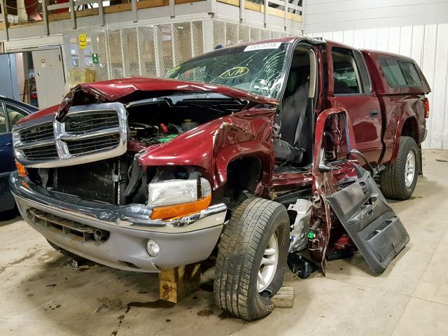 1B7HG2AN61S274717 - 2001 DODGE DAKOTA QUA BURGUNDY photo 2