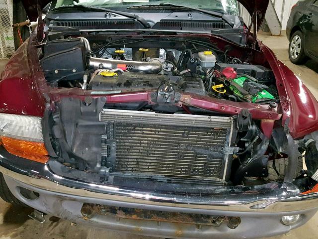 1B7HG2AN61S274717 - 2001 DODGE DAKOTA QUA BURGUNDY photo 7