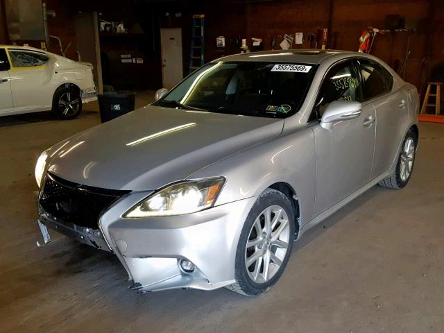 JTHCF5C20B5046745 - 2011 LEXUS IS 250 SILVER photo 2