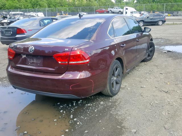 1VWBP7A32CC027125 - 2012 VOLKSWAGEN PASSAT SE BURGUNDY photo 4