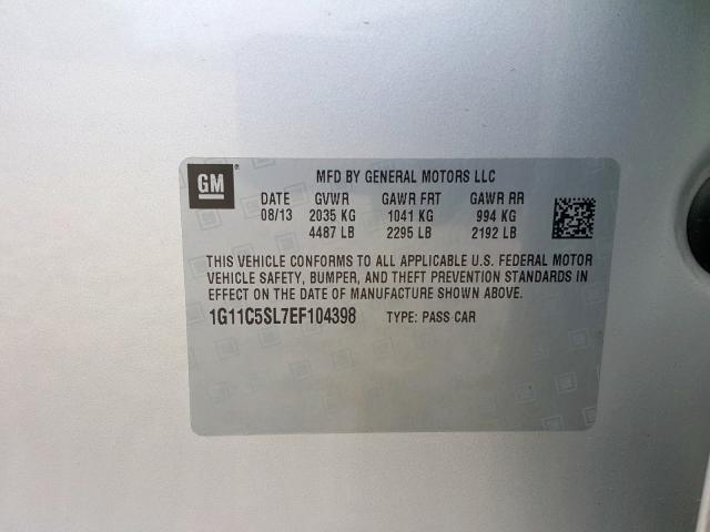 1G11C5SL7EF104398 - 2014 CHEVROLET MALIBU 1LT  照片 10