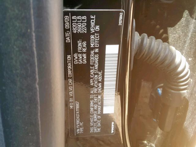 YV1982AS7A1118807 - 2010 VOLVO S80 3.2 BLACK photo 10