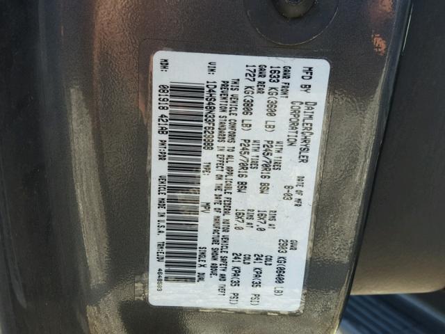 1D4HS48N33F629888 - 2003 DODGE DURANGO SL GRAY photo 10