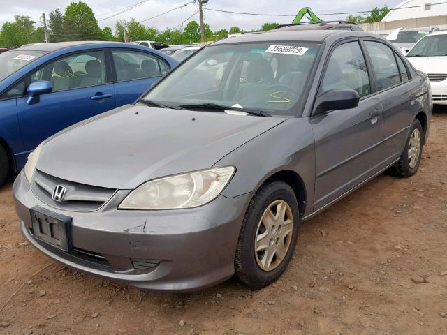 1HGES16315L016416 - 2005 HONDA CIVIC DX V GRAY photo 2