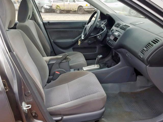 1HGES16315L016416 - 2005 HONDA CIVIC DX V GRAY photo 5