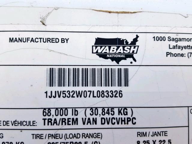 1JJV532W07L083326 - 2007 WABASH DRY VAN WHITE photo 10