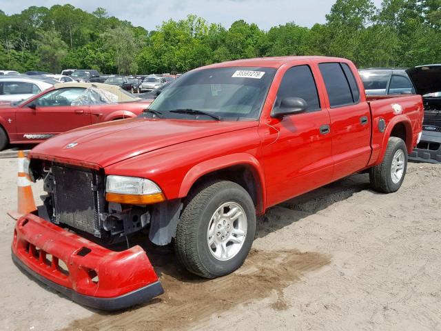 1D7HL38N24S763889 - 2004 DODGE DAKOTA QUA RED photo 2