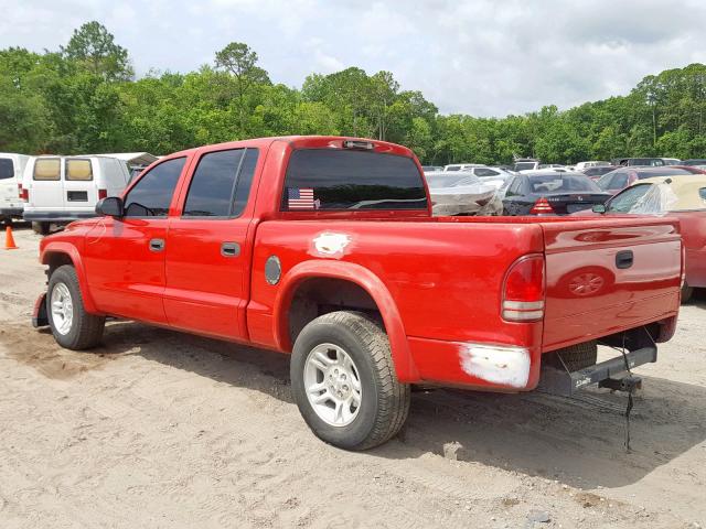 1D7HL38N24S763889 - 2004 DODGE DAKOTA QUA RED photo 3