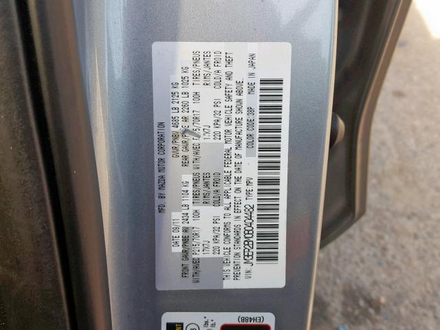 JM3ER2BM0B0404482 - 2011 MAZDA CX-7 SILVER photo 10