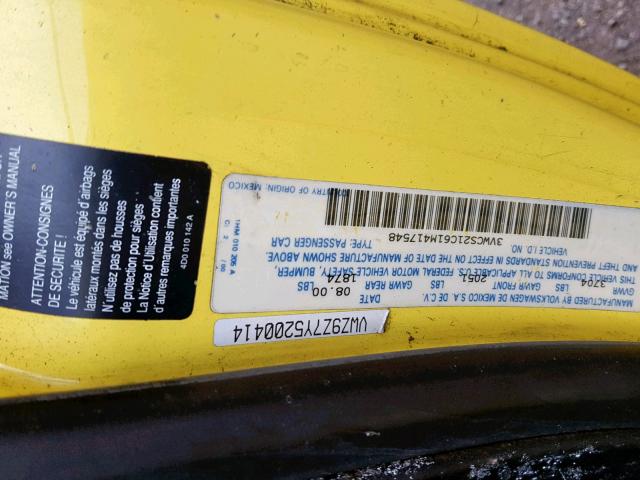 3VWCS21C61M417548 - 2001 VOLKSWAGEN NEW BEETLE ყვითელი ფოტო 10