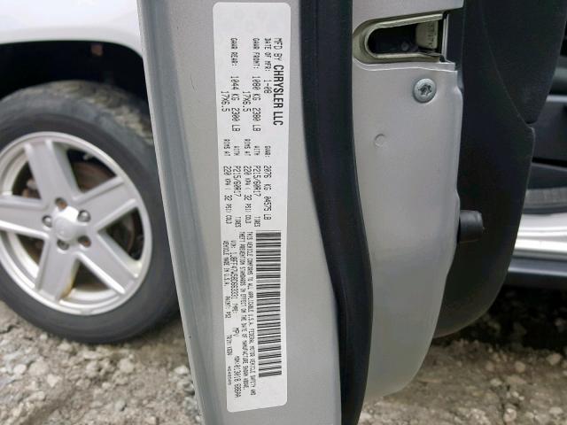 1J8FF47W58D663331 - 2008 JEEP COMPASS SP ვერცხლისფერი ფოტო 10