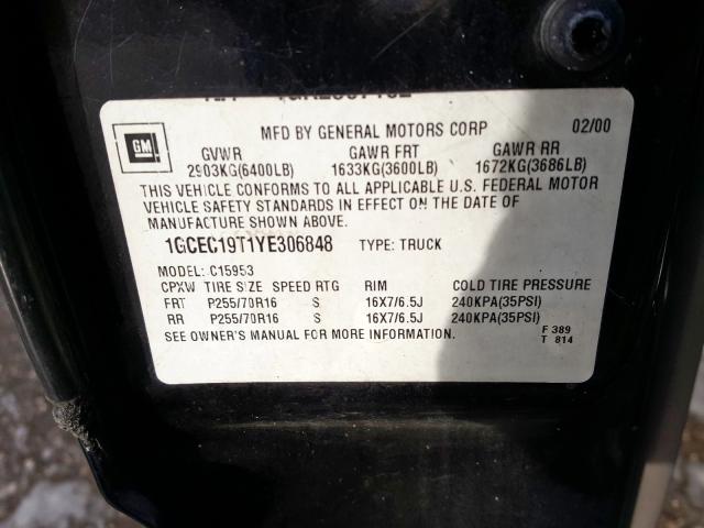 1GCEC19T1YE306848 - 2000 CHEVROLET SILVERADO C1500  photo 10