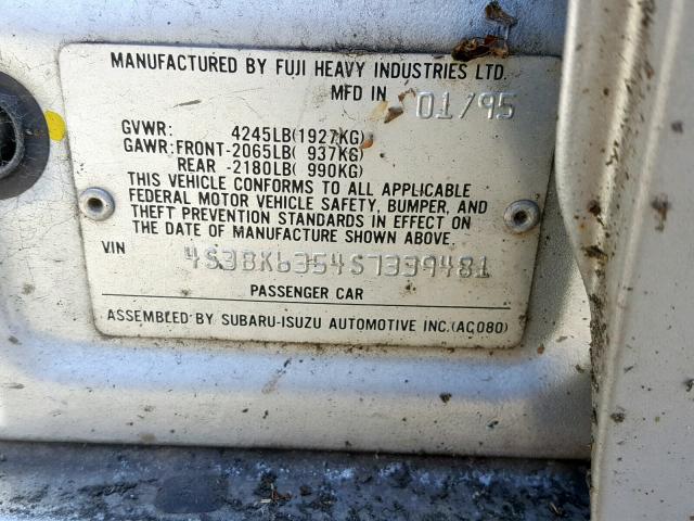 4S3BK6354S7339481 - 1995 SUBARU LEGACY L SILVER photo 10