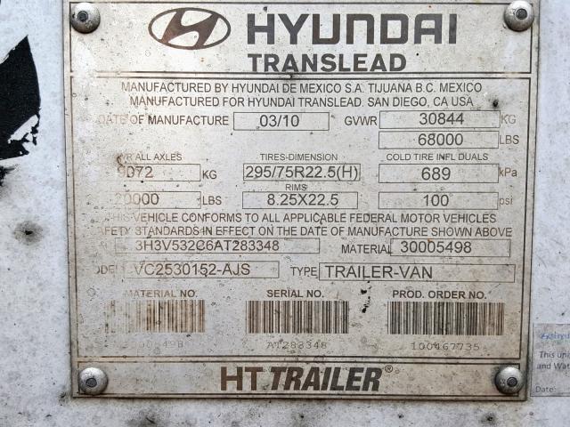 3H3V532C6AT283348 - 2010 HYUNDAI TRANSLEAD WHITE photo 10