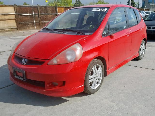 JHMGD37677S017681 - 2007 HONDA FIT S RED photo 2