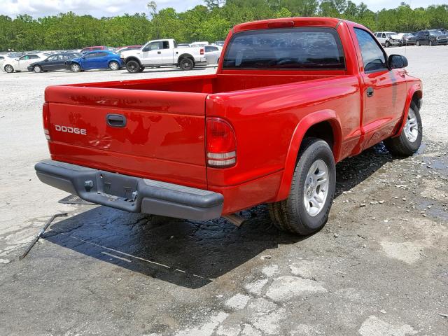 1D7FL16X13S300463 - 2003 DODGE DAKOTA SXT RED photo 4