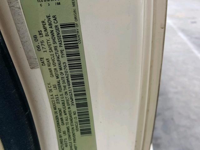 3VWRG31Y48M420763 - 2008 VOLKSWAGEN NEW BEETLE Bej foto 10