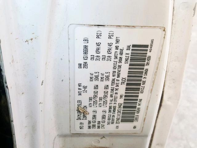 2D7HB11X13K510462 - 2003 DODGE RAM VAN B1 WHITE photo 10