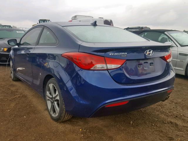 KMHDH6AE5DU011397 - 2013 HYUNDAI ELANTRA CO BLUE photo 3