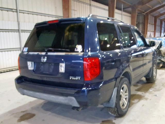 2HKYF18644H566459 - 2004 HONDA PILOT EXL BLUE photo 4