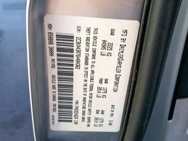 2C3KA43R76H484362 - 2006 CHRYSLER 300 SILVER photo 10