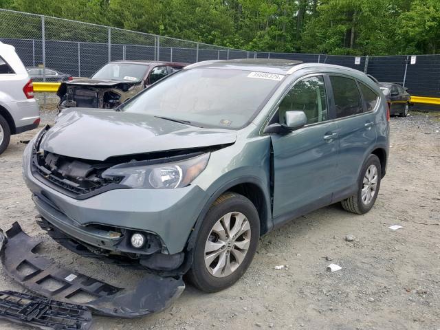 2HKRM4H76CH630049 - 2012 HONDA CR-V EXL GREEN photo 2