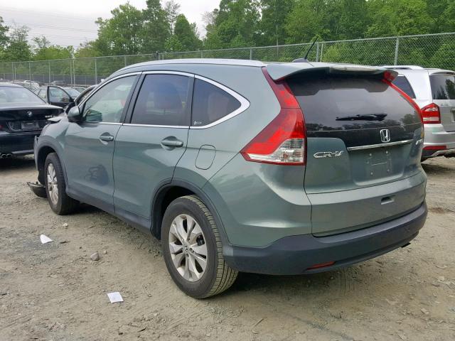 2HKRM4H76CH630049 - 2012 HONDA CR-V EXL GREEN photo 3