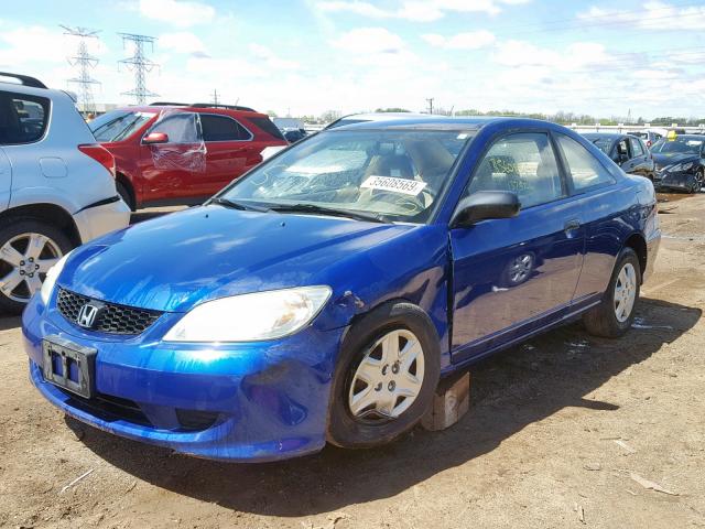 1HGEM21115L042357 - 2005 HONDA CIVIC DX V BLUE photo 2