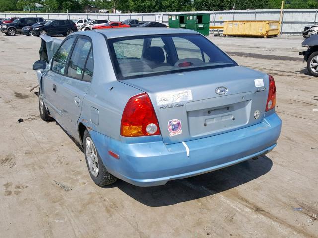 KMHCG45C23U485138 - 2003 HYUNDAI ACCENT GL BLUE photo 3