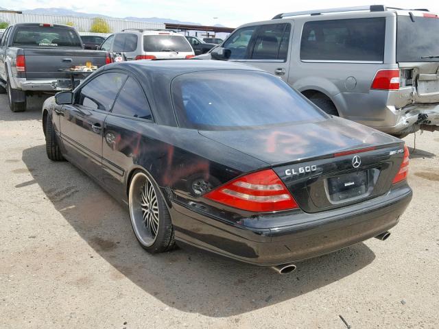 WDBPJ78J92A025198 - 2002 MERCEDES-BENZ CL 600 BLACK photo 3