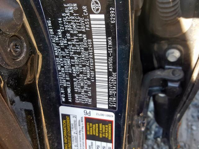 4T4BF1FK0FR462468 - 2015 TOYOTA CAMRY LE  photo 10