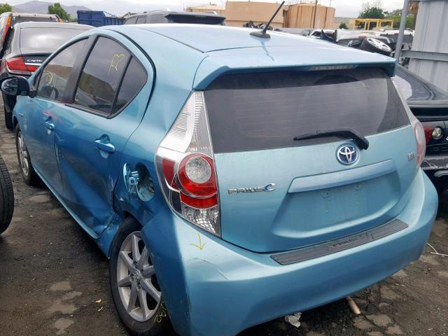 JTDKDTB30C1012962 - 2012 TOYOTA PRIUS C TEAL photo 3