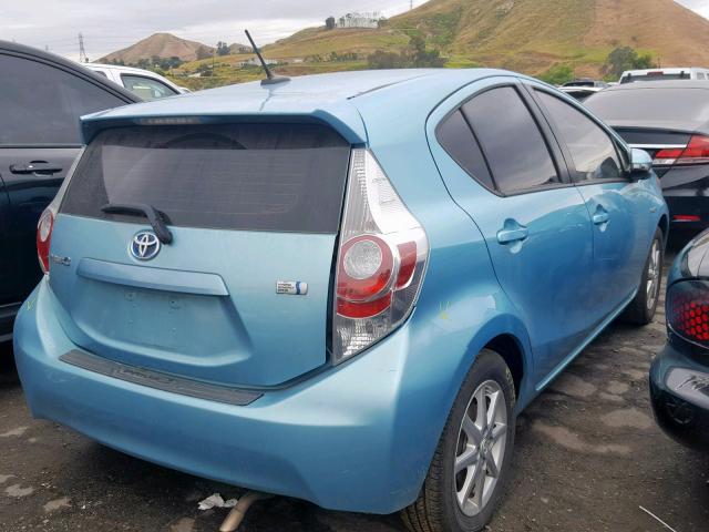 JTDKDTB30C1012962 - 2012 TOYOTA PRIUS C TEAL photo 4