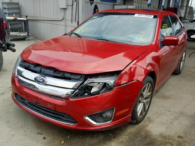 3FAHP0JG7AR309899 - 2010 FORD FUSION SEL RED photo 2